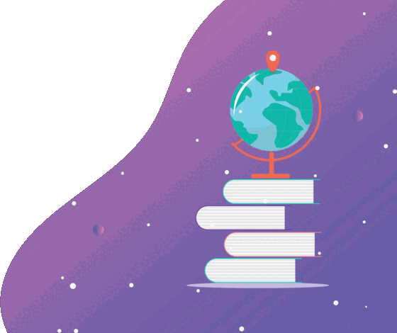 Un globo terráqueo sobre una pila de libros
